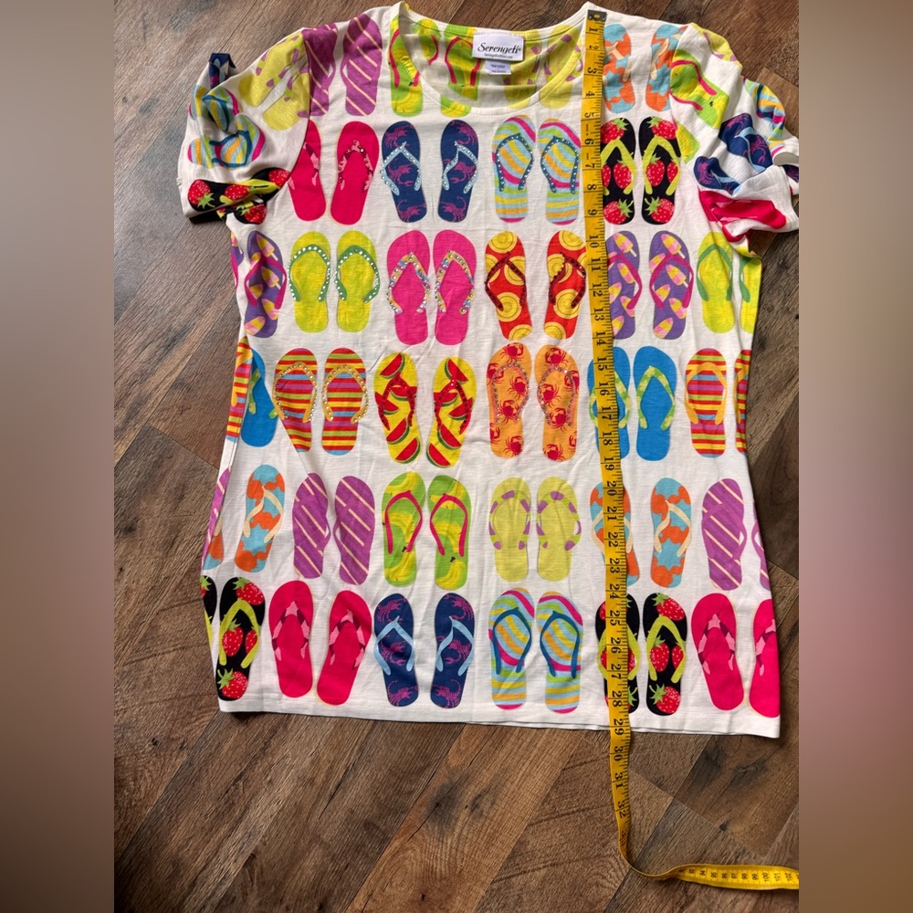 Serengeti Sz LargenShirt Short Sleeve Slippers Print Embellished Rhinestone - Picture 4 of 6